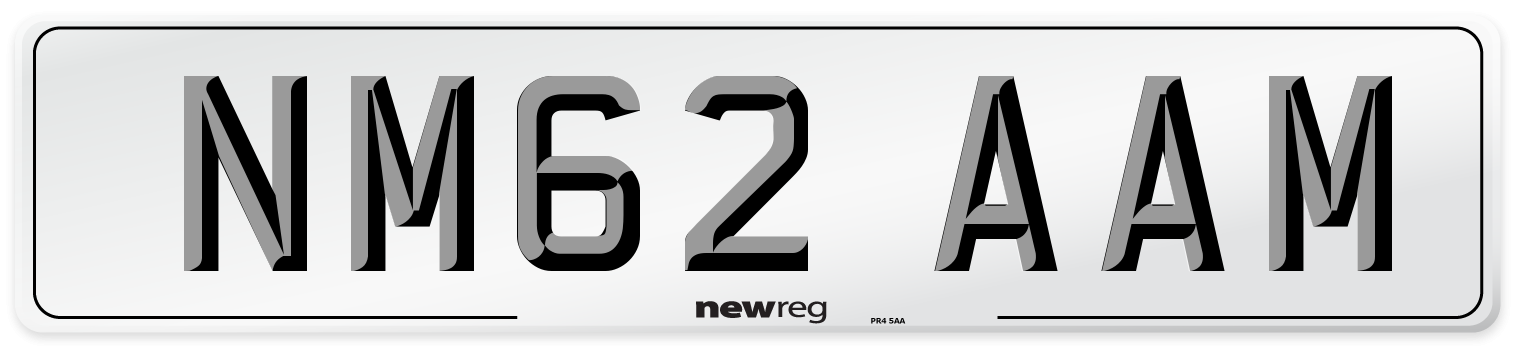 NM62 AAM Number Plate from New Reg